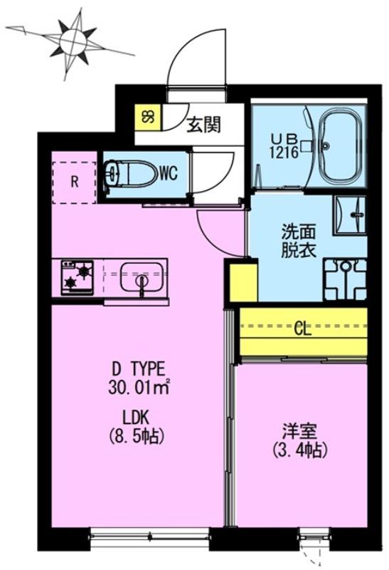 ADORE URBAN大森町A(1LDK/3階)の間取り写真