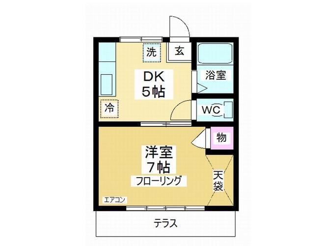 ベルメゾン(1DK/1階)の間取り写真