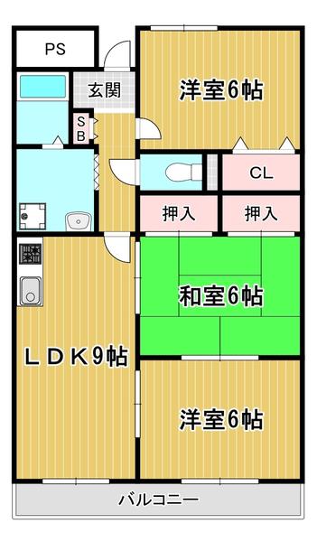 エクウス佃(3LDK/4階)の間取り写真