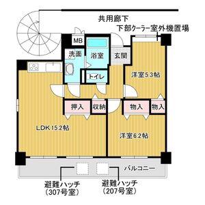 メゾン津雲台(2LDK/2階)の間取り写真