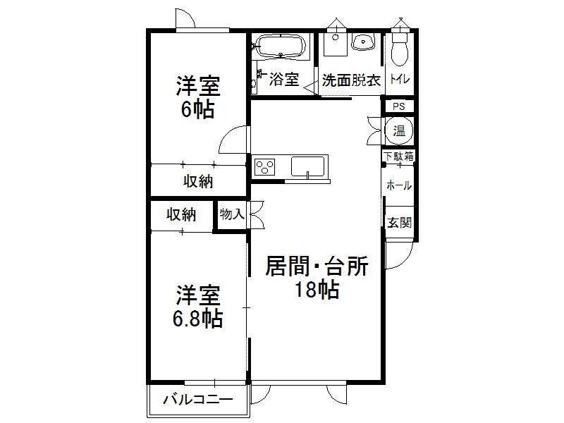 TOWN 西23南1 CLOVER(2LDK/2階)の間取り写真