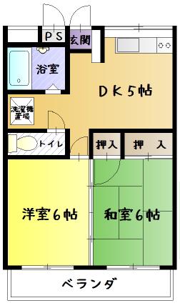 イイヤママンション(2DK/3階)の間取り写真