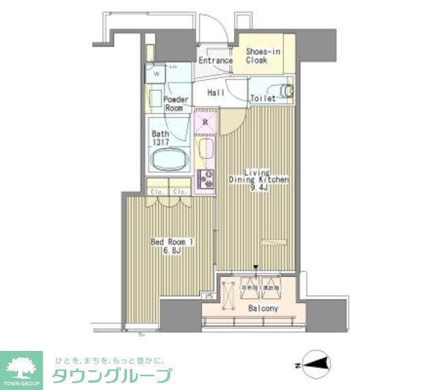 WHITETOWERHAMAMATSUCHO(1LDK/19階)の間取り写真