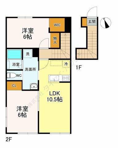 GREEN NEST(2LDK/2階)の間取り写真
