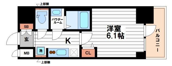 プレサンス松屋町ヴィゴラス(1K/8階)の間取り写真