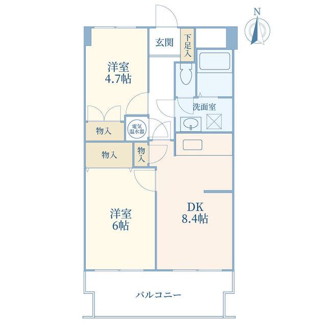 ライオンズマンション三宝徳(2DK/10階)の間取り写真