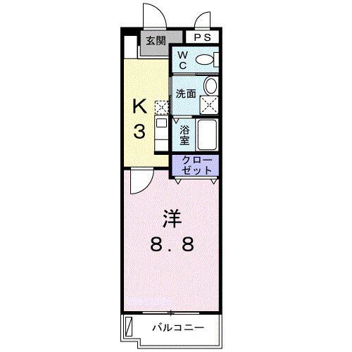 サンライトテラス(1K/2階)の間取り写真