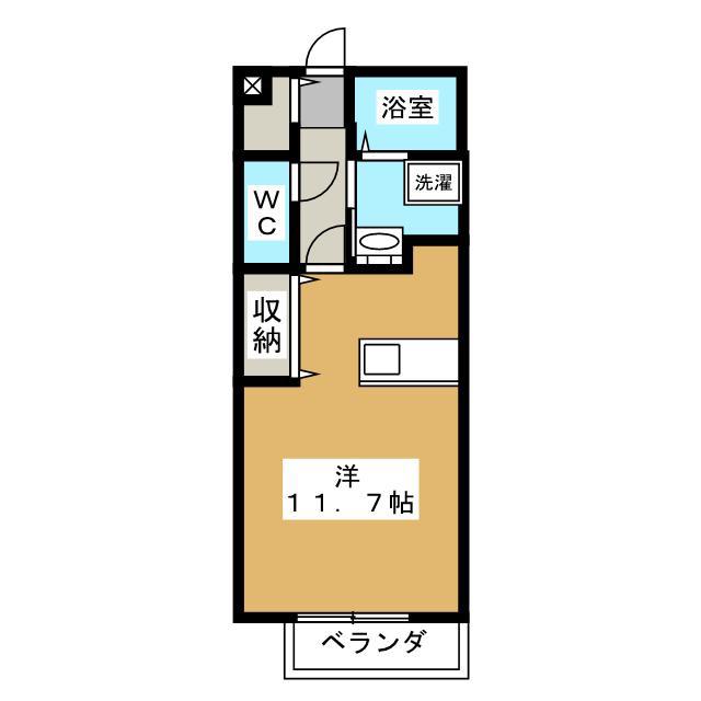 キャロット B(ワンルーム/1階)の間取り写真