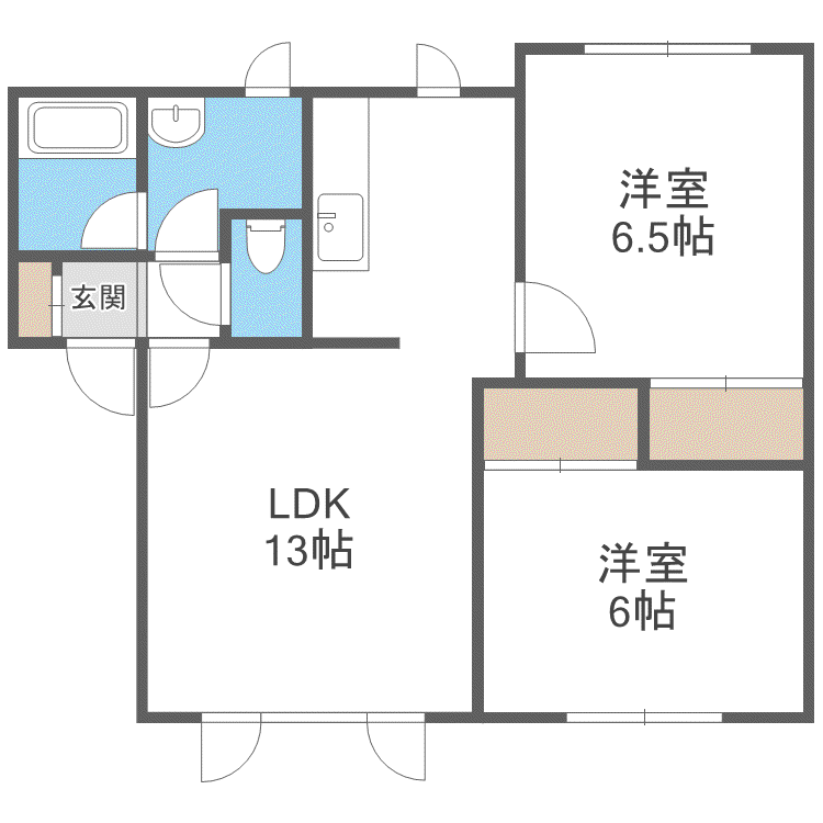 エルハイム新琴似D(2LDK/1階)の間取り写真
