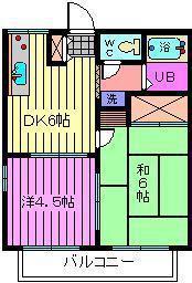 メゾンドール旭(2DK/1階)の間取り写真