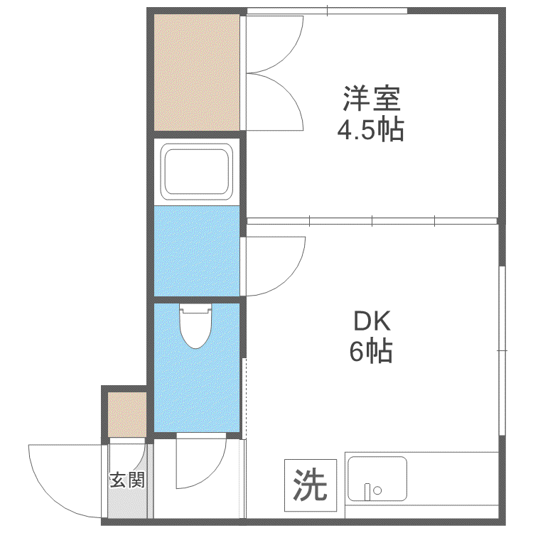 シャルマン38(1DK/2階)の間取り写真