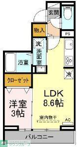 YKレジデンス(1LDK/2階)の間取り写真