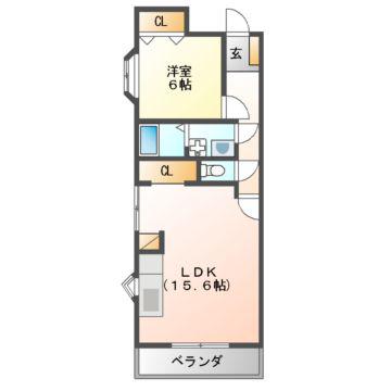 マツヤビルI(1LDK/6階)の間取り写真