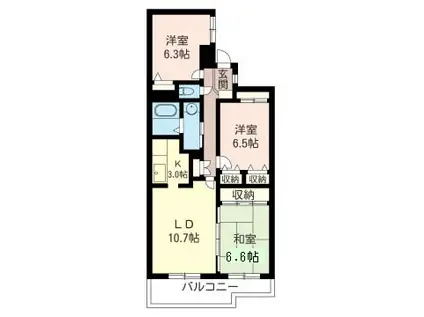 グリーンコート江原(3LDK/2階)の間取り写真