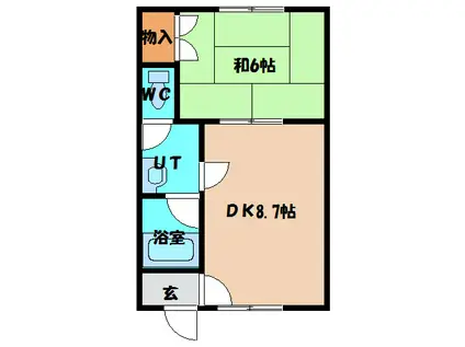 プレジデントII(1DK/2階)の間取り写真