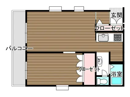 ハピネスルームNO8(1LDK/2階)の間取り写真