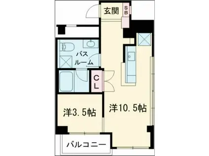 ワイポイントアパートメント(1LDK/3階)の間取り写真