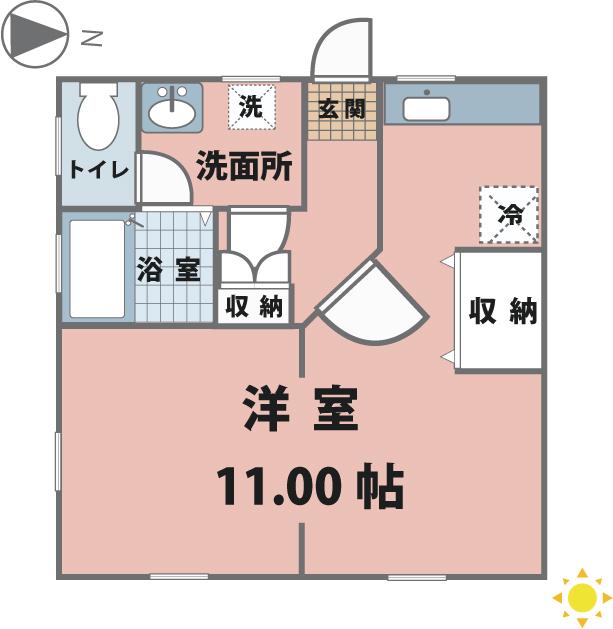 アパートメントメガ(ワンルーム/1階)の間取り写真