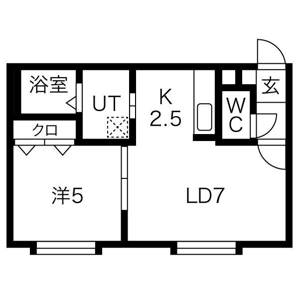 ピアス宮の沢(1LDK/2階)の間取り写真