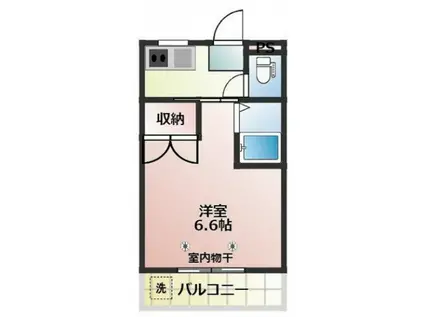 パークプレイス平井I(1K/4階)の間取り写真