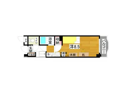 エクセランス・ド・小松島(ワンルーム/1階)の間取り写真