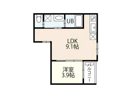 PEACE I(1LDK/2階)の間取り写真