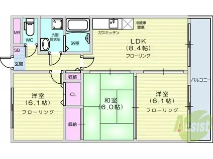 サニープレイスⅠ(3LDK/3階)の間取り写真
