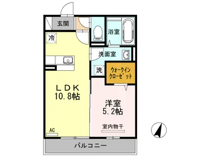 カノン上近江 203(1LDK/2階)の間取り写真