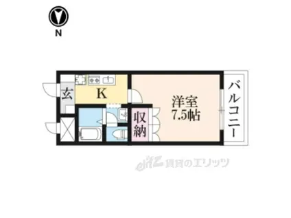 アビエスⅢ(1K/1階)の間取り写真