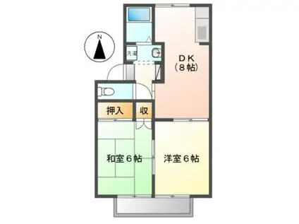 シャインI(2DK/1階)の間取り写真