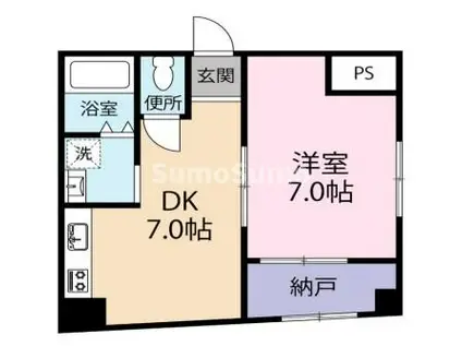 鶯橋マンション(1LDK/3階)の間取り写真