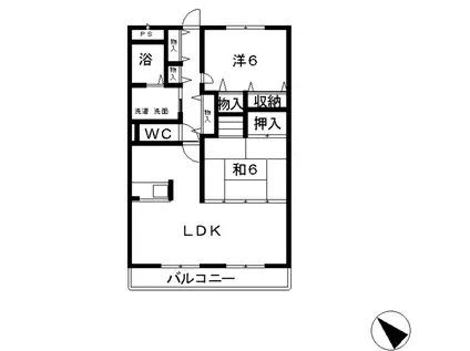 ラ・プラス新倉敷(2LDK/4階)の間取り写真