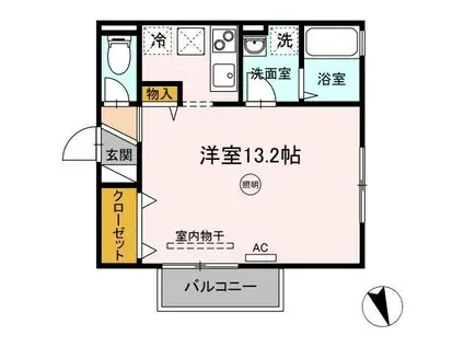 サンライトS(ワンルーム/1階)の間取り写真