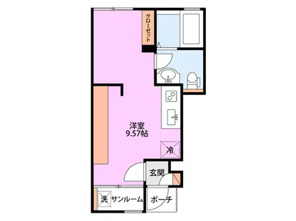 ラ・ランドD(ワンルーム/1階)の間取り写真