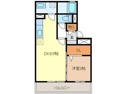HERITAGE A.I 1(1LDK/2階)の間取り写真