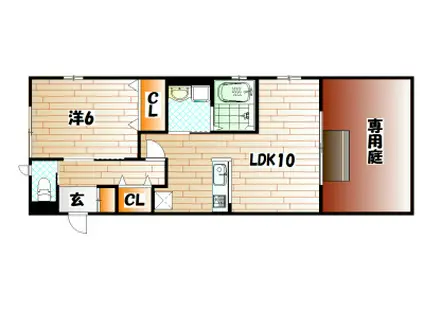 ビューテラス清田Ⅲ(1LDK/1階)の間取り写真