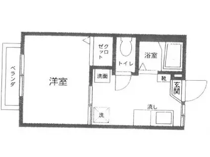 シャルマン六甲(1DK/2階)の間取り写真