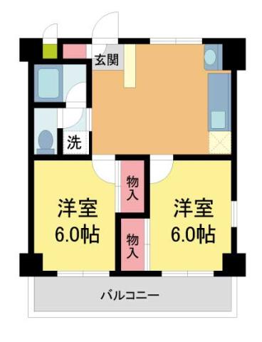 メゾンイン宝塚(2LDK/3階)の間取り写真