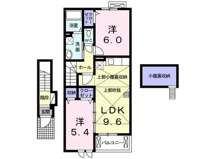 トゥー・ル・モンド二番館(2LDK/2階)の間取り写真