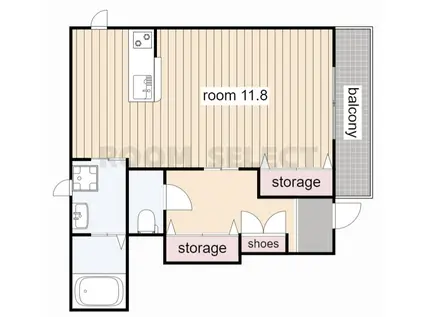 カトルカール(ワンルーム/1階)の間取り写真