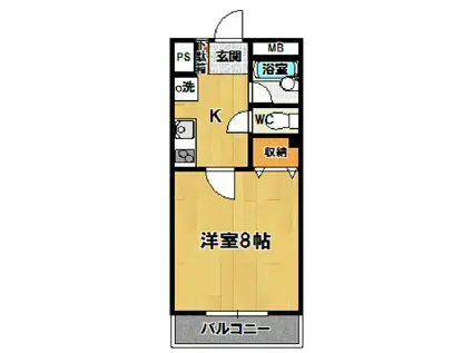 イーストサイドミネ2(1K/2階)の間取り写真