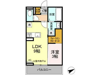 ハイアークF(1LDK/2階)の間取り写真