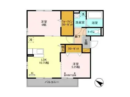 スカイハイムII(2LDK/2階)の間取り写真