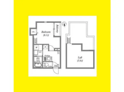 スカイフラット姫島(ワンルーム/2階)の間取り写真