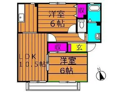 ビアン連島B棟(2LDK/2階)の間取り写真