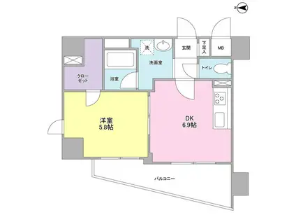 プレディアスタイル横濱沢渡(1DK/2階)の間取り写真