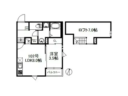 ステーブル佐賀(1LDK/1階)の間取り写真