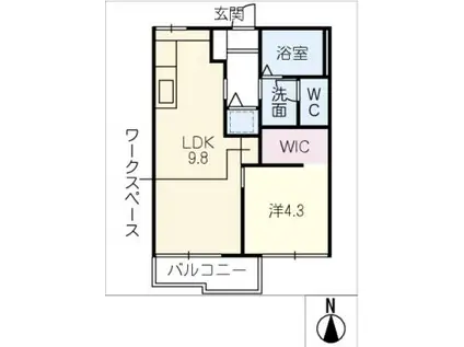 HINOMARU TOWN(1LDK/2階)の間取り写真
