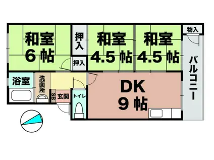 垂水農住7号棟(3LDK/2階)の間取り写真
