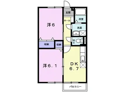 エクセル後田D(2DK/1階)の間取り写真